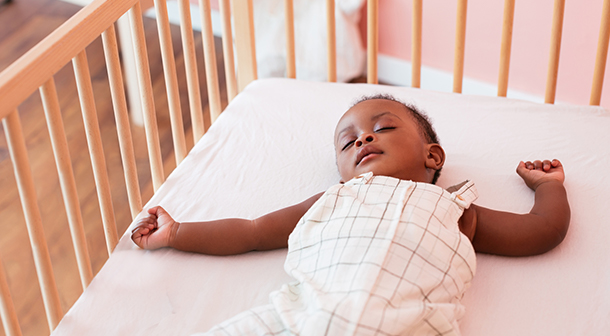 Babies should always sleep in an empty crib with no bumpers or stuffed animals. 
