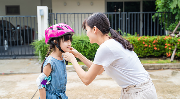 Wearing a properly fitted bike helmet is an important part of bike safety.