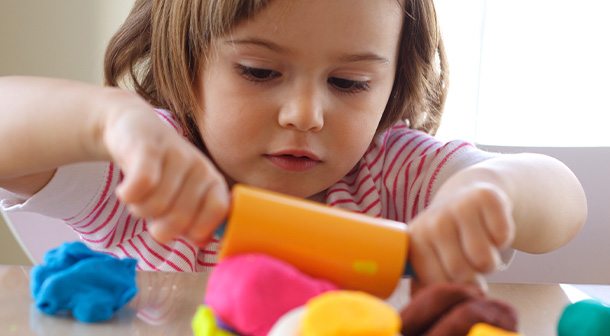 Tactile toys like play-dough help develop a child's creativity and have a great impact on their pediatric development. 